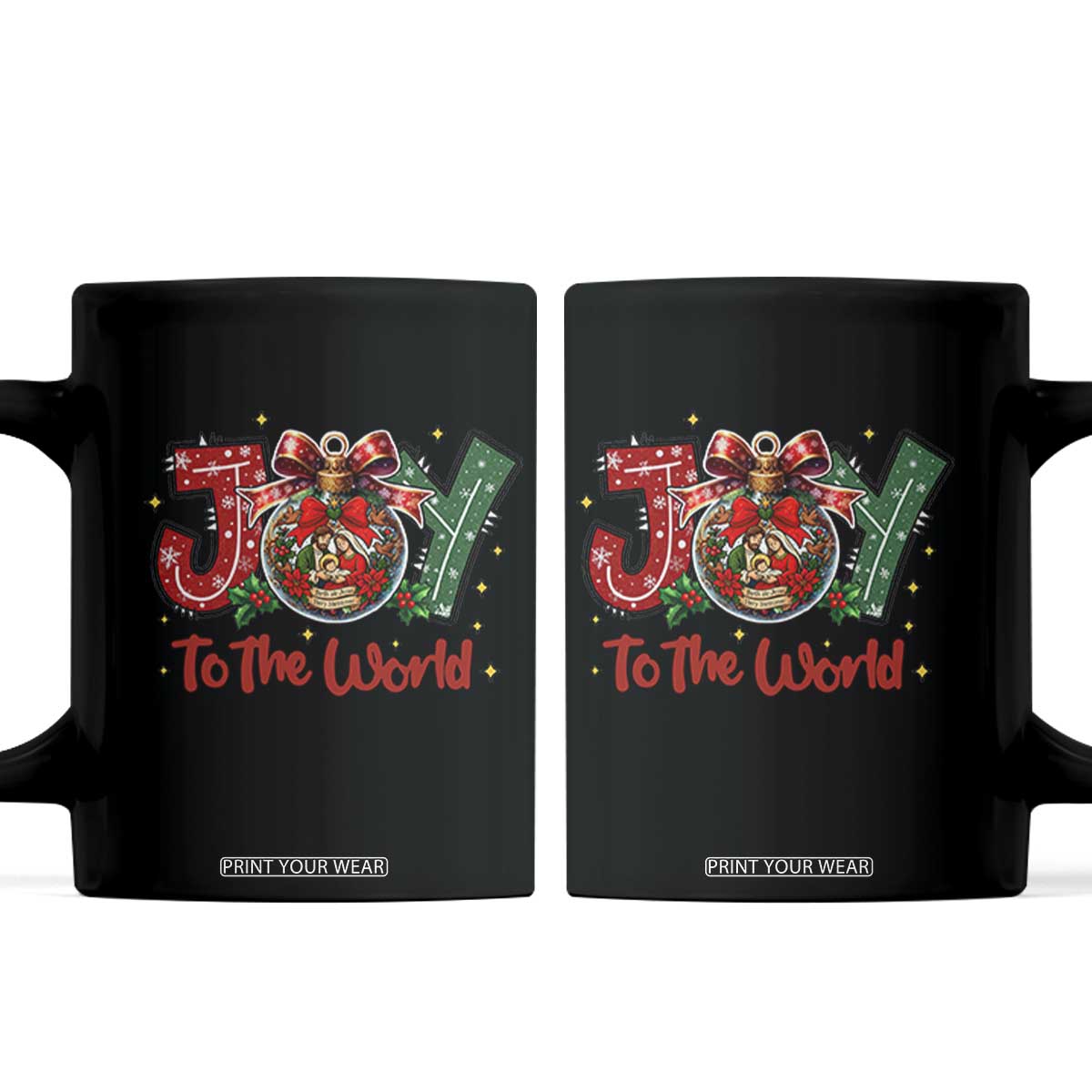 Jesus Christmas Coffee Mug Joy To The World TS14 Black Print Your Wear