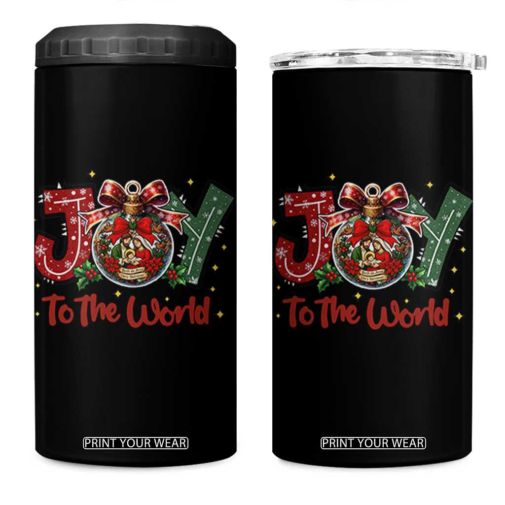 Jesus Christmas 4 in 1 Can Cooler Tumbler Joy To The World TS14 One Size: 16 oz Black Print Your Wear
