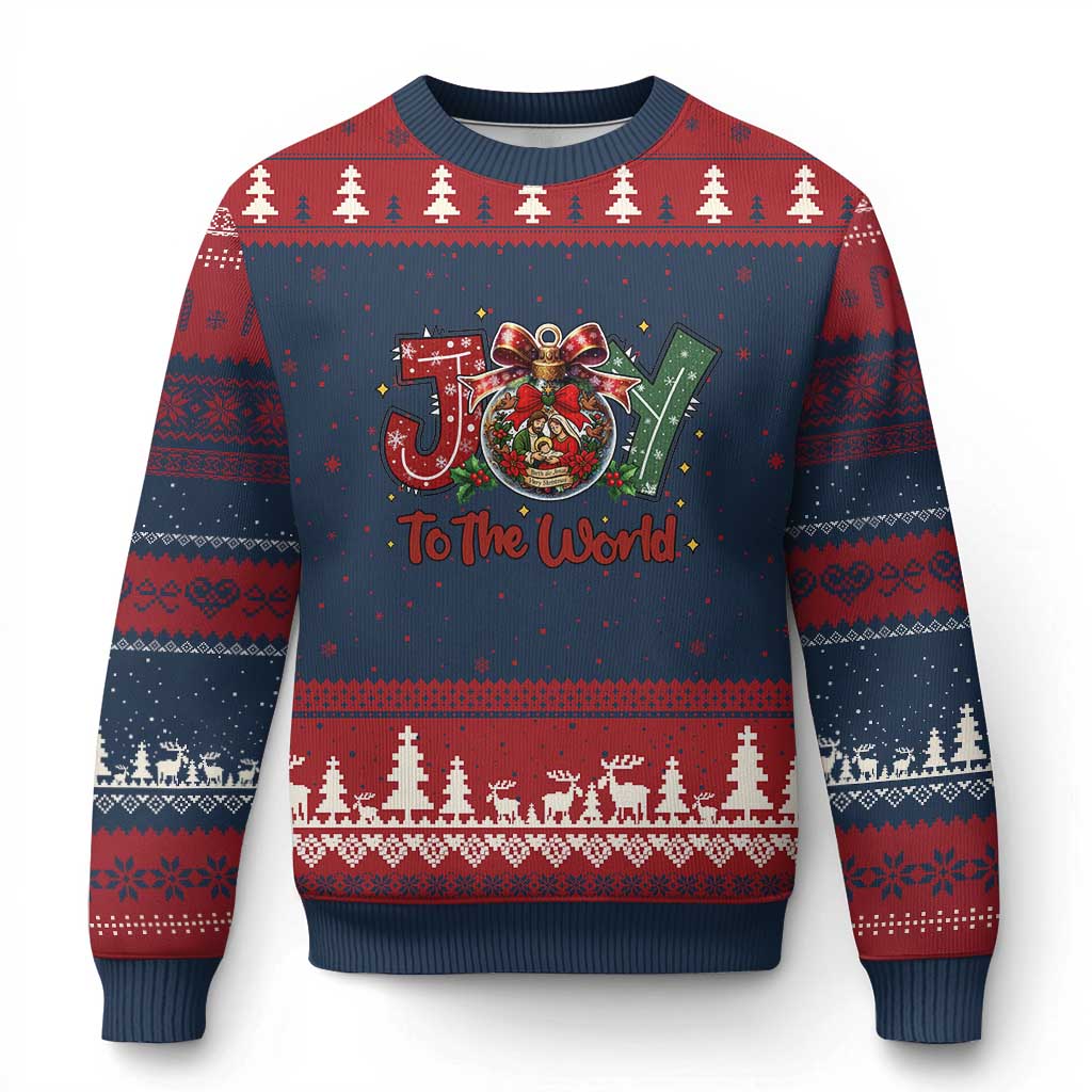 Jesus Xmas Ugly Christmas Sweater Joy To The World - Print Your Wear