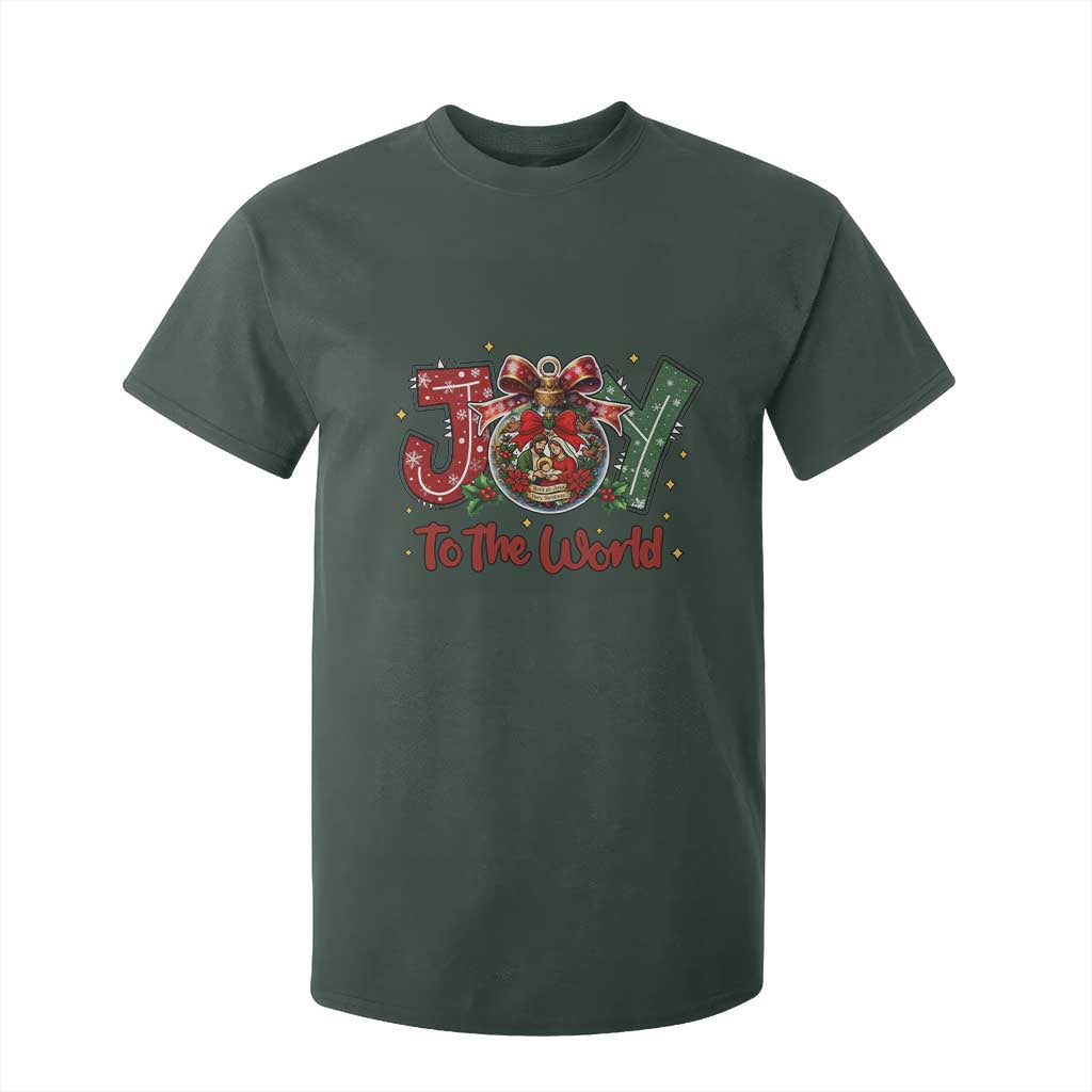 Jesus Christmas T Shirt For Kid Joy To The World TS14 Dark Forest Green Print Your Wear