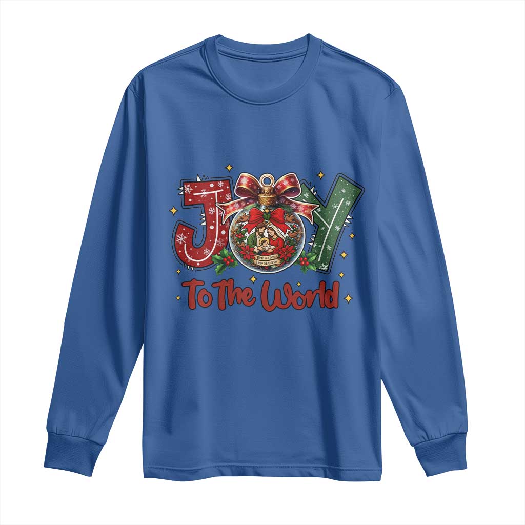 Jesus Christmas Long Sleeve Shirt Joy To The World TS14 Royal Blue Print Your Wear