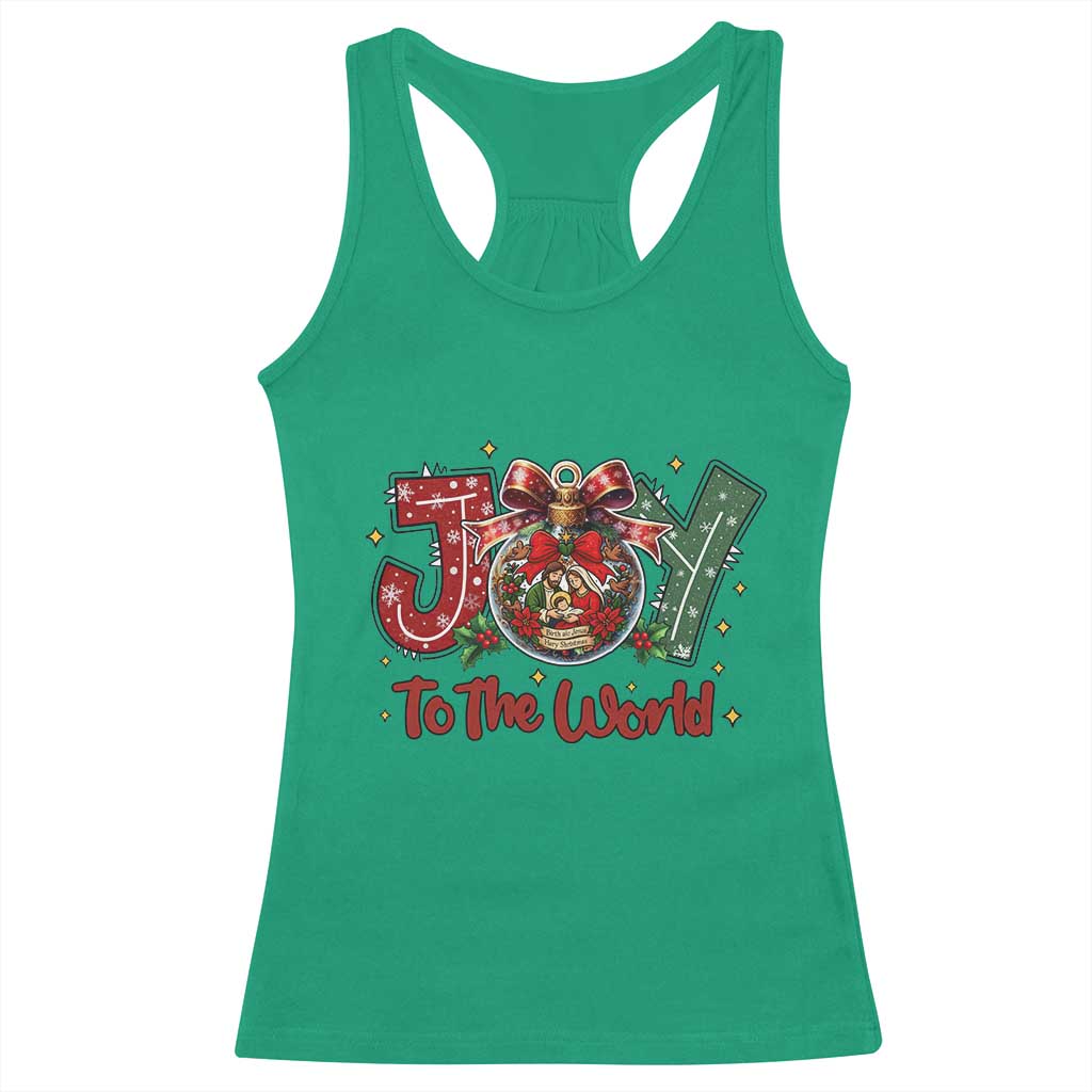 Jesus Christmas Racerback Tank Top Joy To The World TS14 Irish Green Print Your Wear