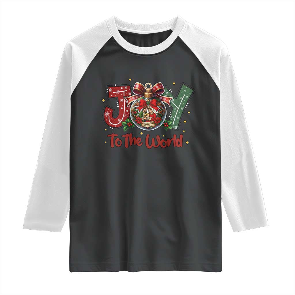 Jesus Christmas Raglan Shirt Joy To The World TS14 Black White Print Your Wear