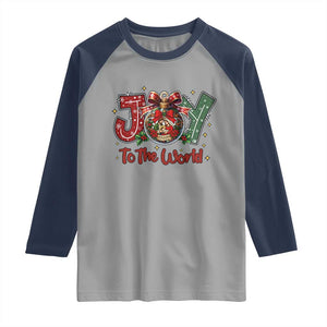 Jesus Christmas Raglan Shirt Joy To The World TS14 Sport Gray Navy Print Your Wear
