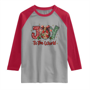 Jesus Christmas Raglan Shirt Joy To The World TS14 Sport Gray Red Print Your Wear