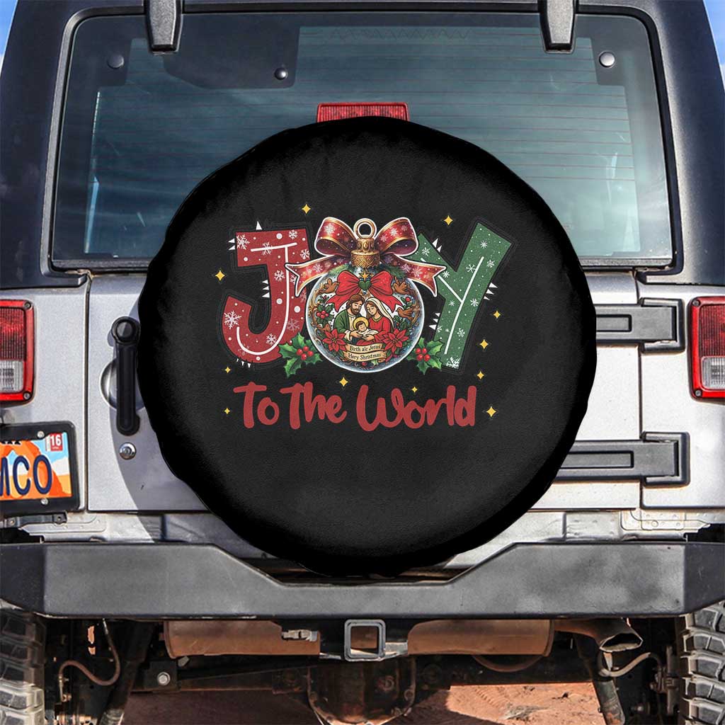 Jesus Christmas Spare Tire Cover Joy To The World TS14 No hole Black Print Your Wear