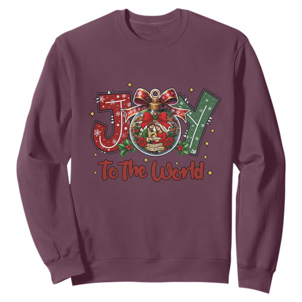 Jesus Christmas Sweatshirt Joy To The World TS14 Maroon Print Your Wear
