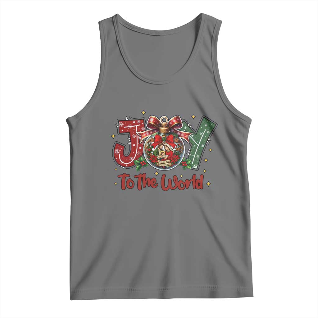 Jesus Christmas Tank Top Joy To The World TS14 Black Heather Print Your Wear