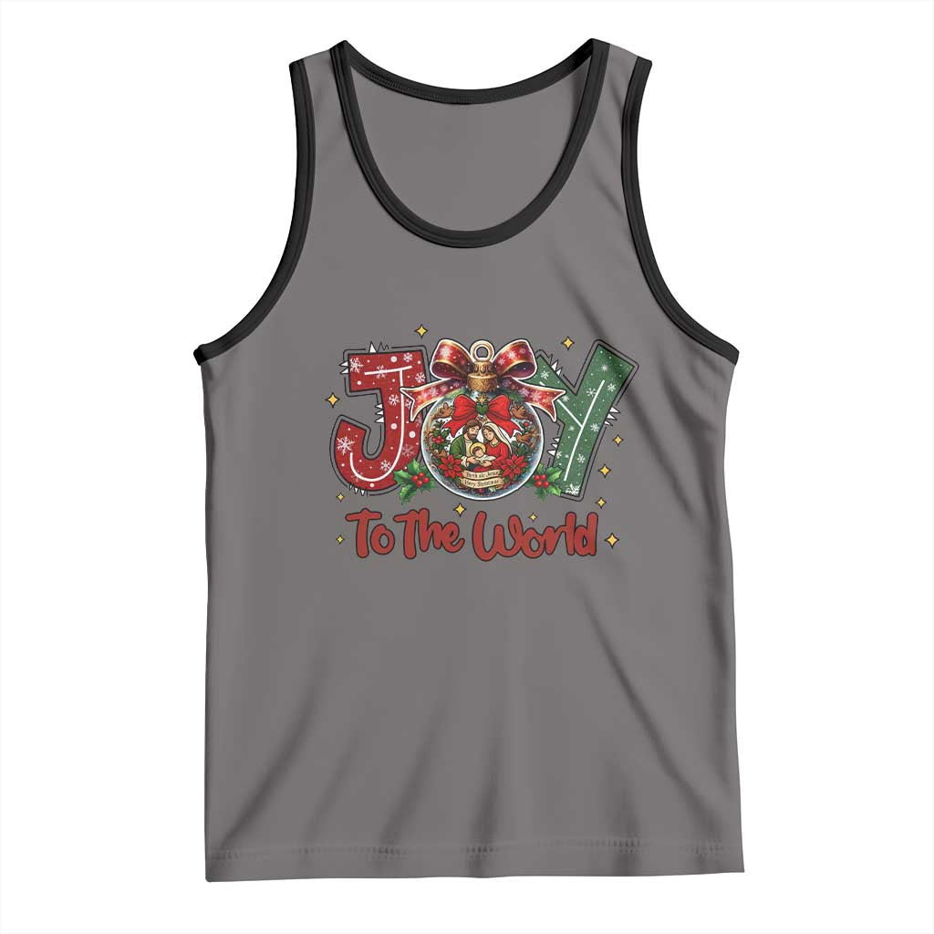 Jesus Christmas Tank Top Joy To The World TS14 Deep Heather Black Print Your Wear