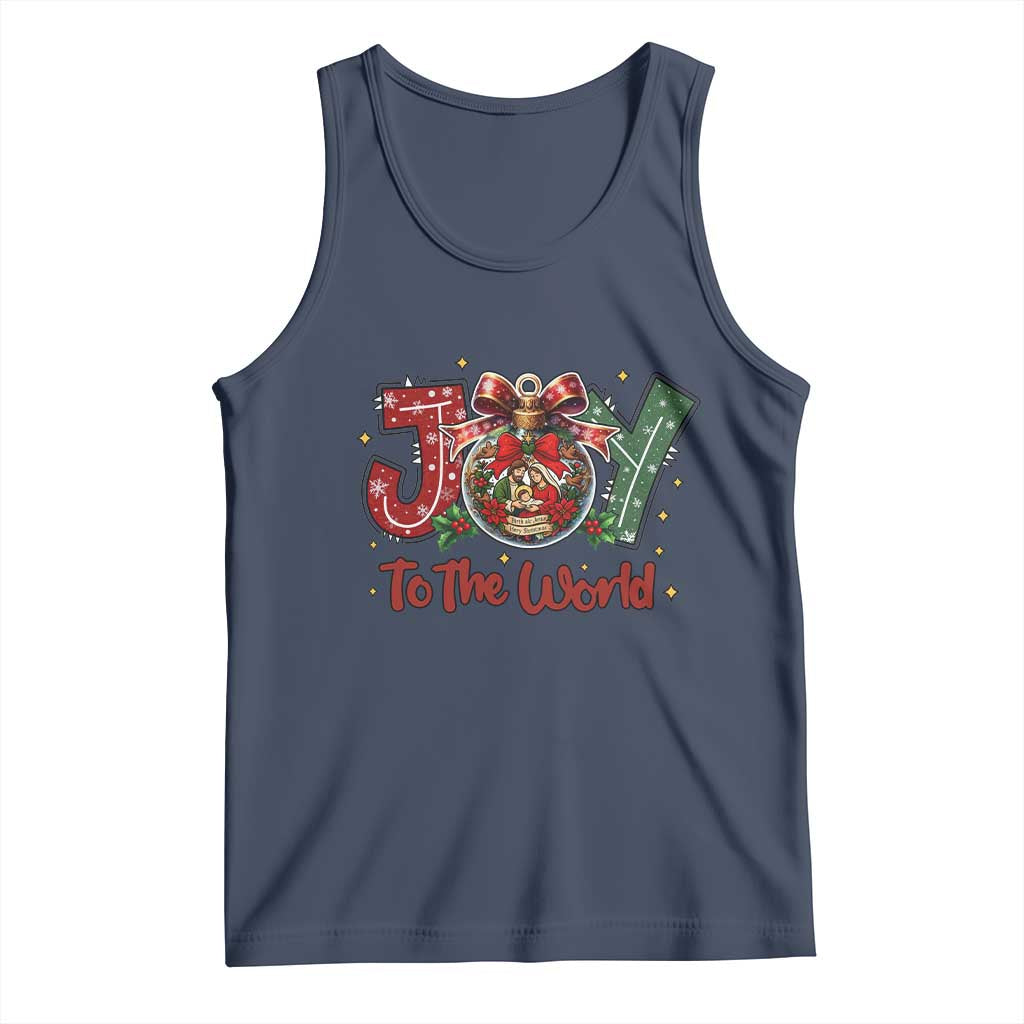 Jesus Christmas Tank Top Joy To The World TS14 Navy Print Your Wear