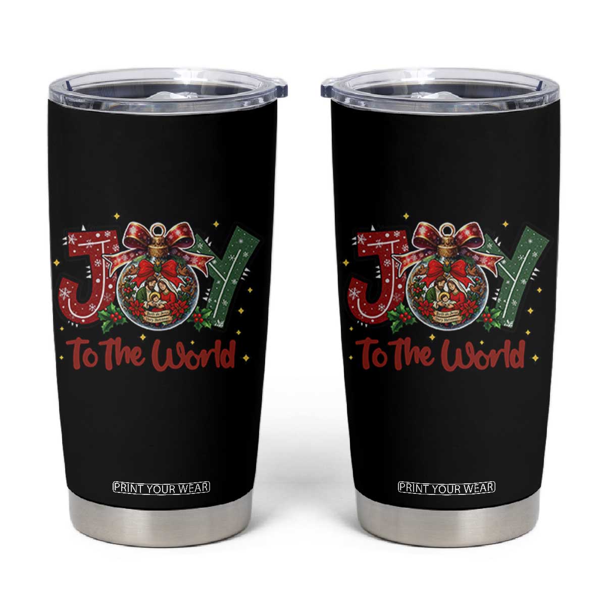 Jesus Christmas Tumbler Cup Joy To The World TS14 Black Print Your Wear