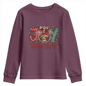 Jesus Christmas Youth Sweatshirt Joy To The World TS14 Maroon Print Your Wear