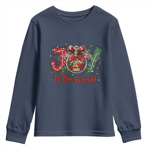 Jesus Christmas Youth Sweatshirt Joy To The World TS14 Navy Print Your Wear
