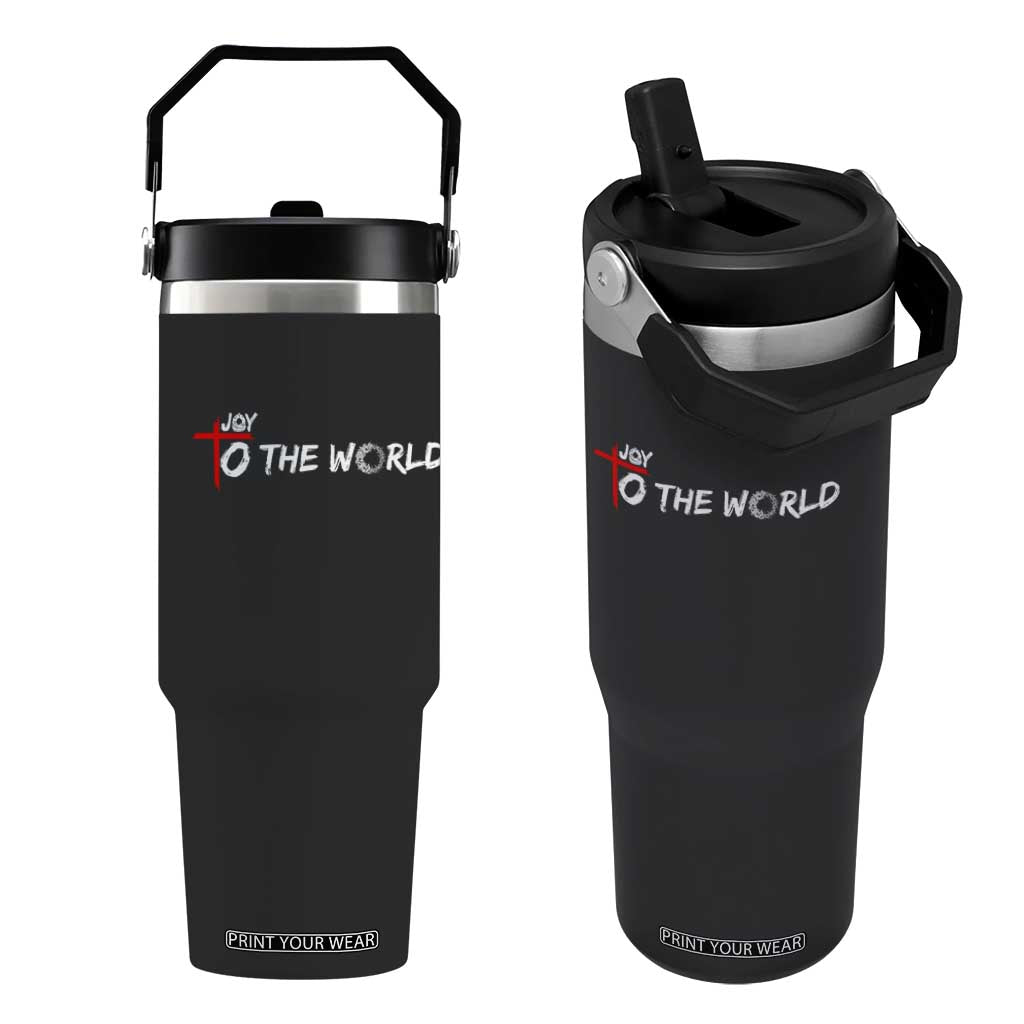 Jesus Christian Christmas Flip Straw Tumbler Joy To The World TS14 One Size: 30 oz Black Print Your Wear
