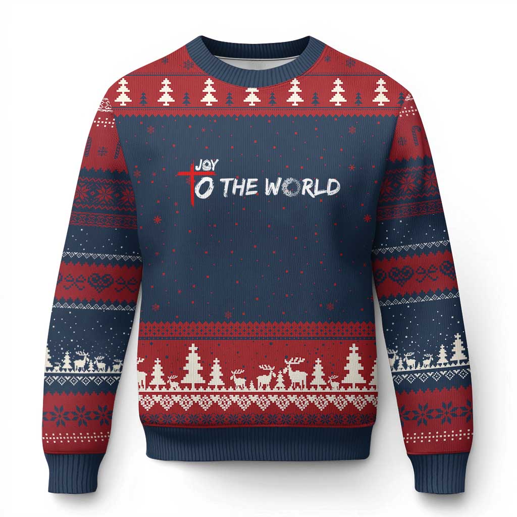 Jesus Christian Xmas Ugly Christmas Sweater Joy To The World - Print Your Wear