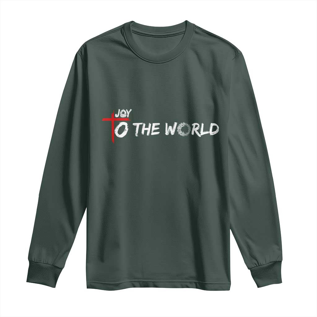 Jesus Christian Christmas Long Sleeve Shirt Joy To The World TS14 Dark Forest Green Print Your Wear
