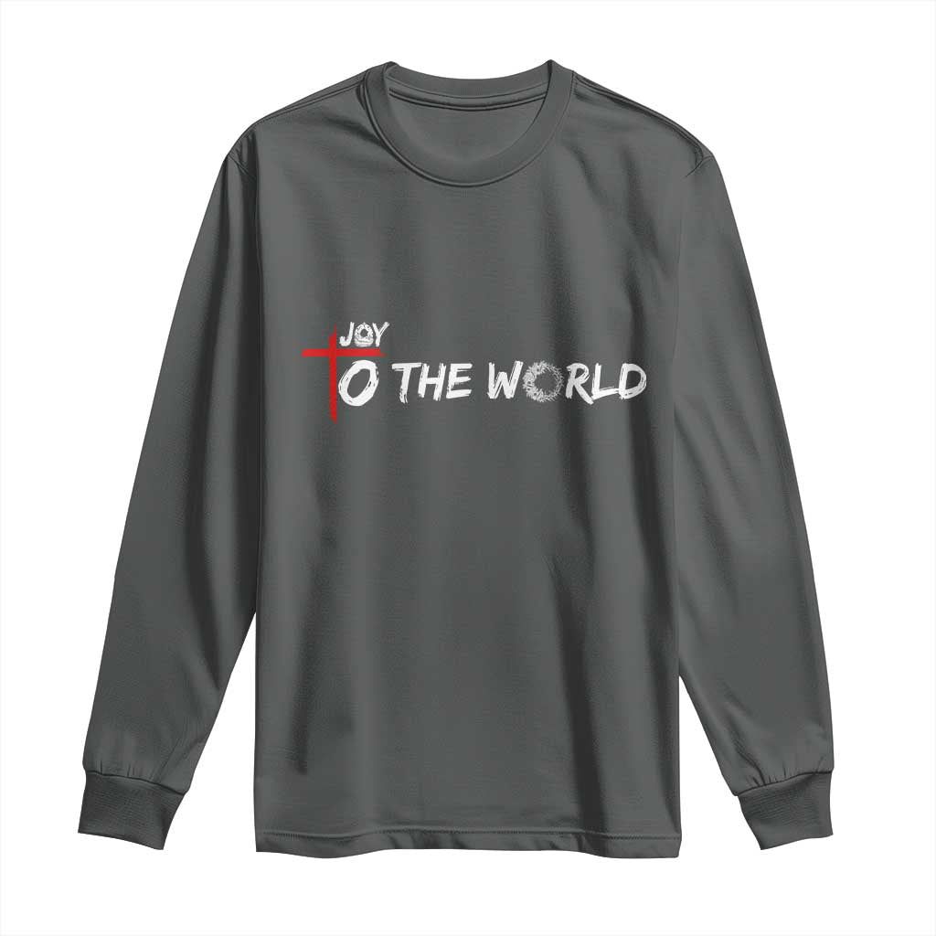Jesus Christian Christmas Long Sleeve Shirt Joy To The World TS14 Dark Heather Print Your Wear