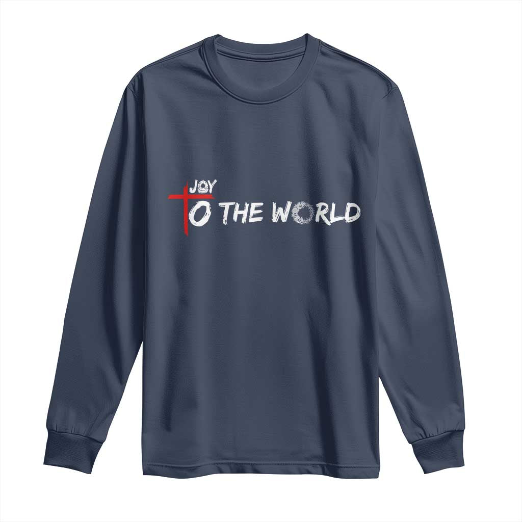 Jesus Christian Christmas Long Sleeve Shirt Joy To The World TS14 Navy Print Your Wear