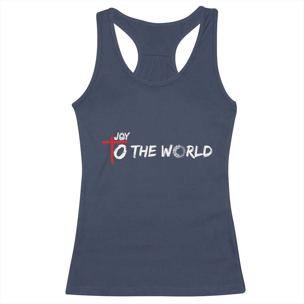 Jesus Christian Christmas Racerback Tank Top Joy To The World TS14 Navy Print Your Wear