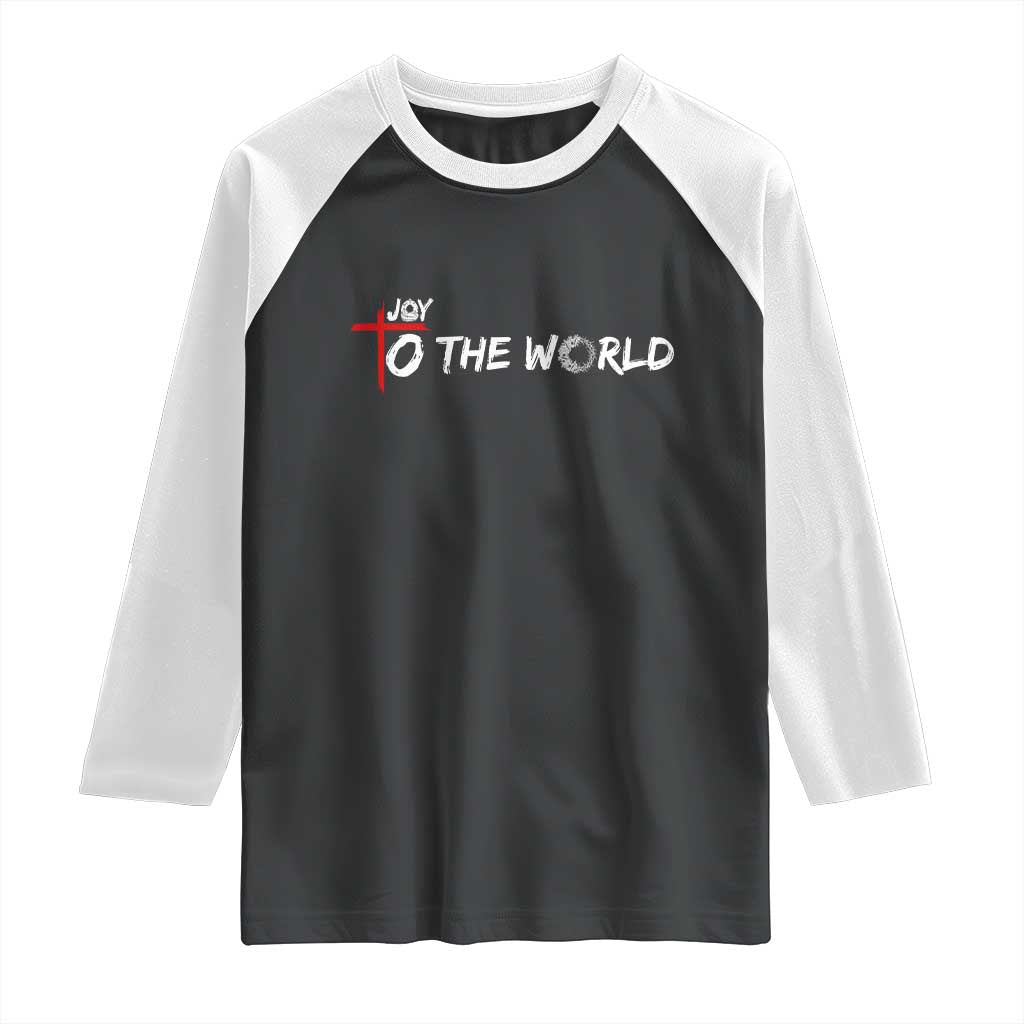 Jesus Christian Christmas Raglan Shirt Joy To The World TS14 Black White Print Your Wear