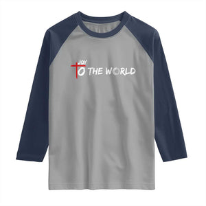 Jesus Christian Christmas Raglan Shirt Joy To The World TS14 Sport Gray Navy Print Your Wear