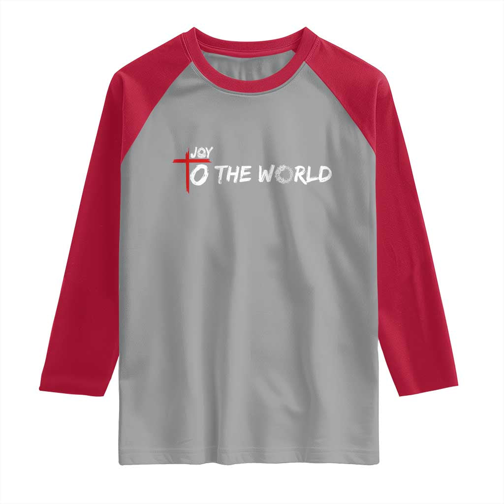 Jesus Christian Christmas Raglan Shirt Joy To The World TS14 Sport Gray Red Print Your Wear