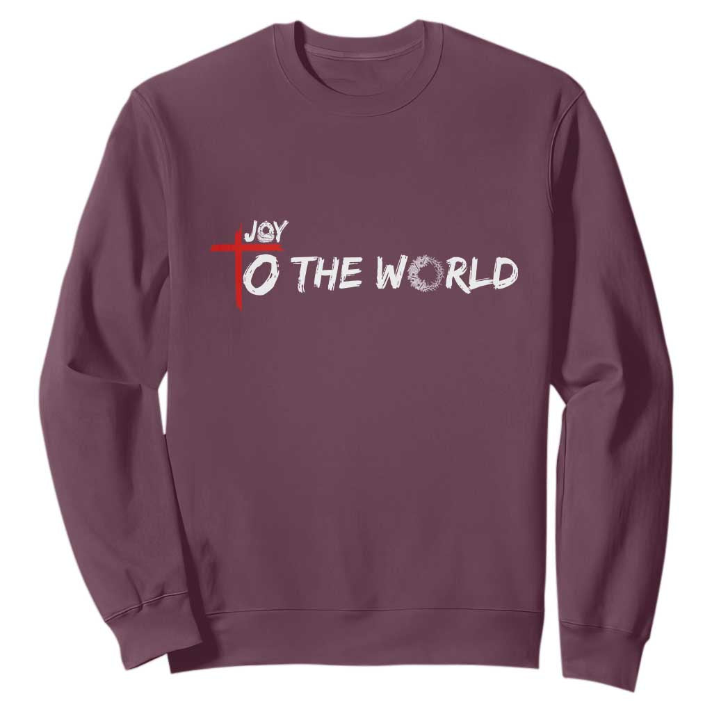 Jesus Christian Christmas Sweatshirt Joy To The World TS14 Maroon Print Your Wear