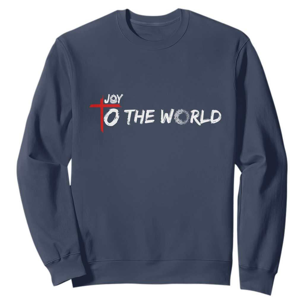 Jesus Christian Christmas Sweatshirt Joy To The World TS14 Navy Print Your Wear
