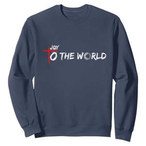 Jesus Christian Christmas Sweatshirt Joy To The World TS14 Navy Print Your Wear