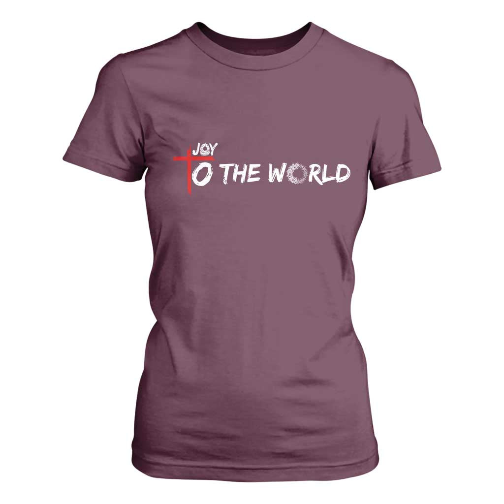 Jesus Christian Christmas T Shirt For Women Joy To The World TS14 Maroon Print Your Wear