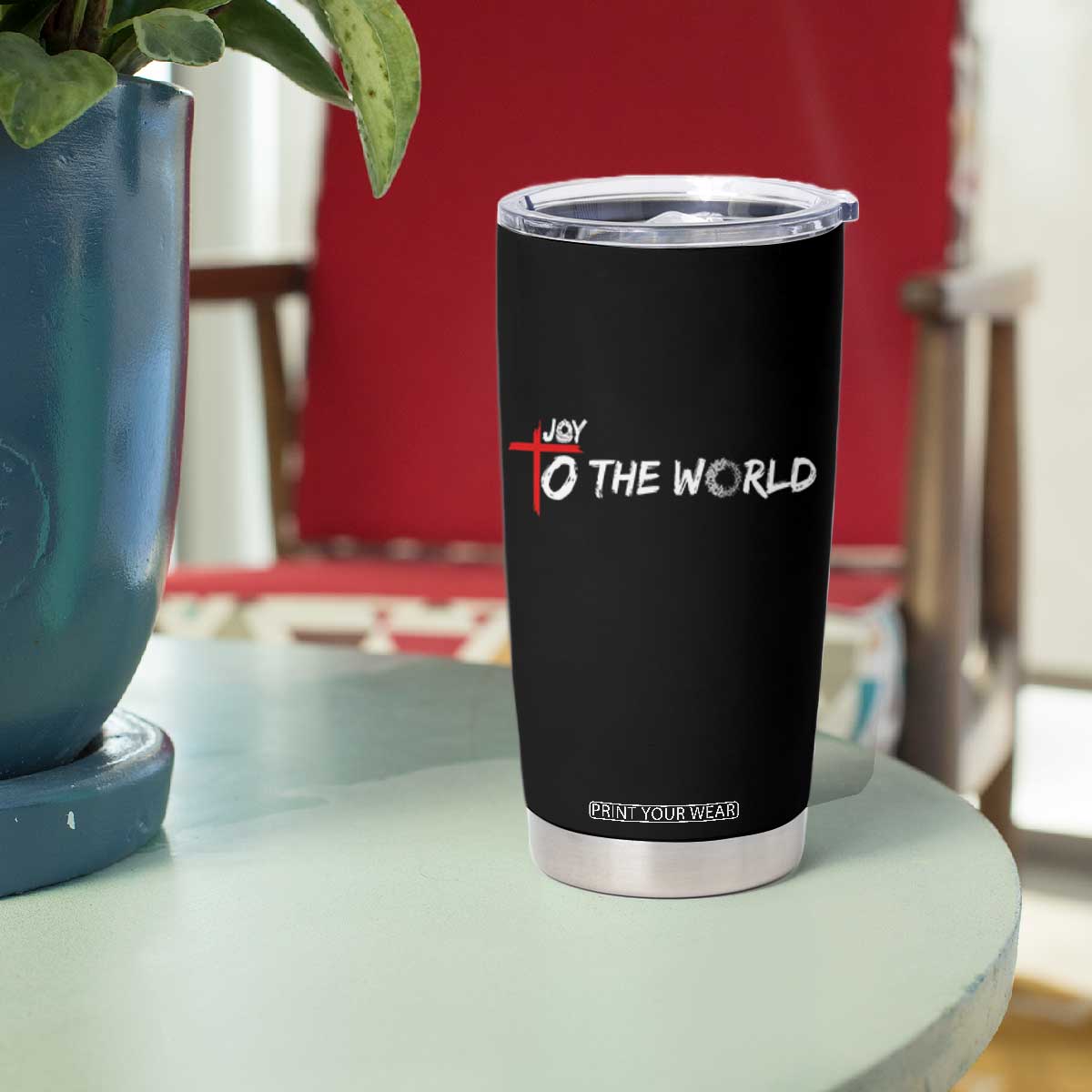 Jesus Christian Christmas Tumbler Cup Joy To The World - Print Your Wear