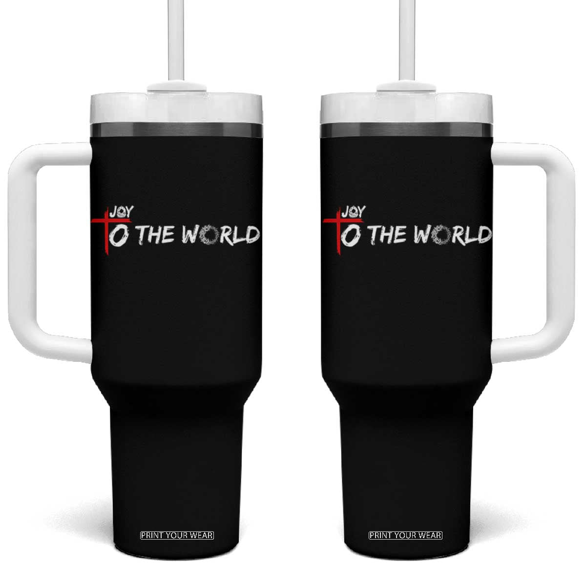 Jesus Christian Christmas Tumbler With Handle Joy To The World TS14 One Size: 40 oz Black Print Your Wear