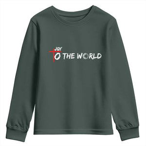 Jesus Christian Christmas Youth Sweatshirt Joy To The World TS14 Dark Forest Green Print Your Wear