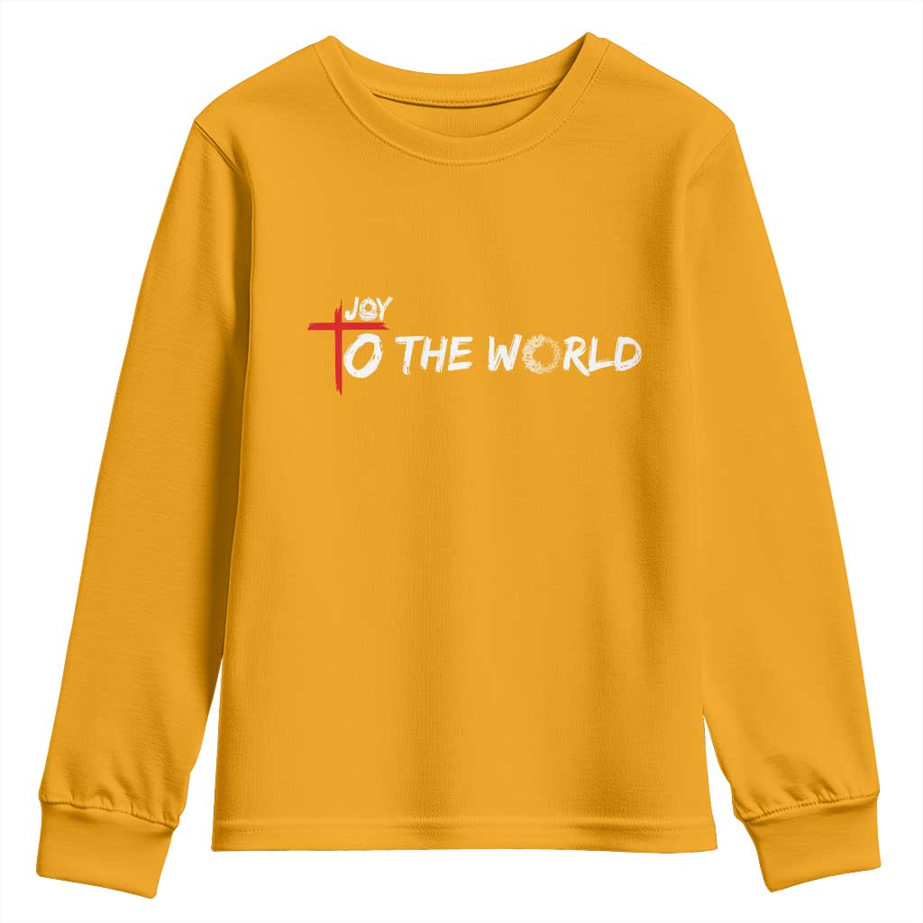 Jesus Christian Christmas Youth Sweatshirt Joy To The World TS14 Gold Print Your Wear