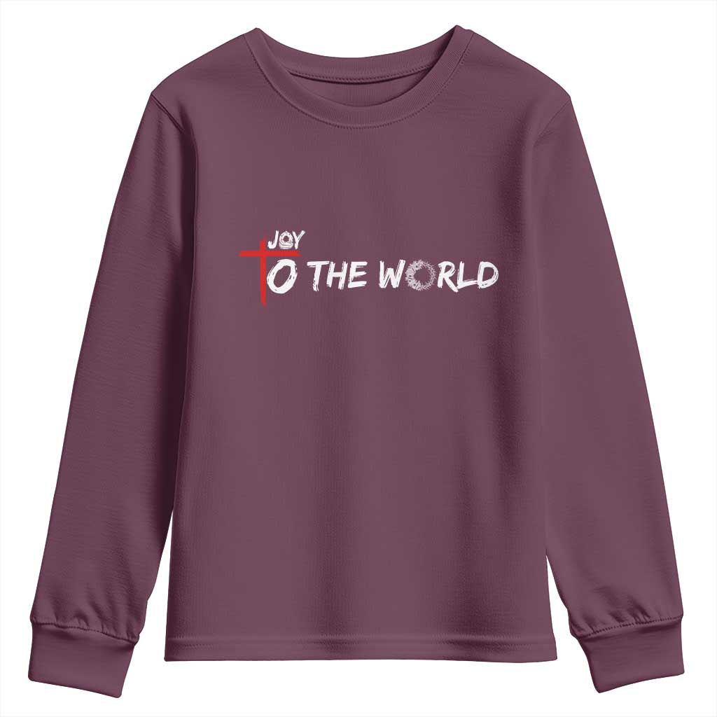 Jesus Christian Christmas Youth Sweatshirt Joy To The World TS14 Maroon Print Your Wear
