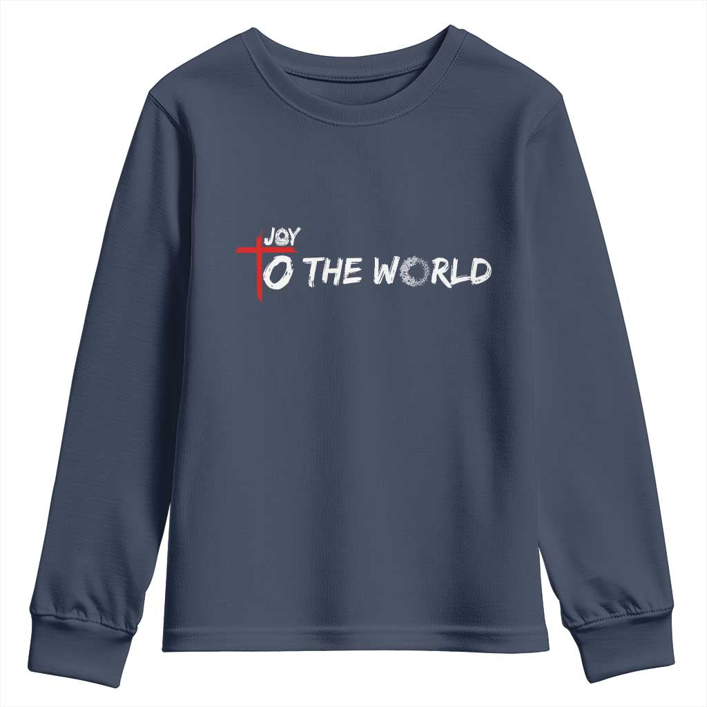 Jesus Christian Christmas Youth Sweatshirt Joy To The World TS14 Navy Print Your Wear