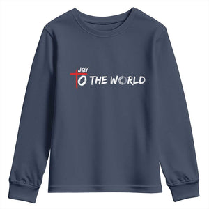 Jesus Christian Christmas Youth Sweatshirt Joy To The World TS14 Navy Print Your Wear