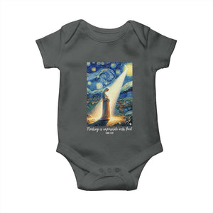 Virgin Mary Starry Night Baby Onesie Luke 2:11 Christian Faith TS14 Dark Heather Print Your Wear