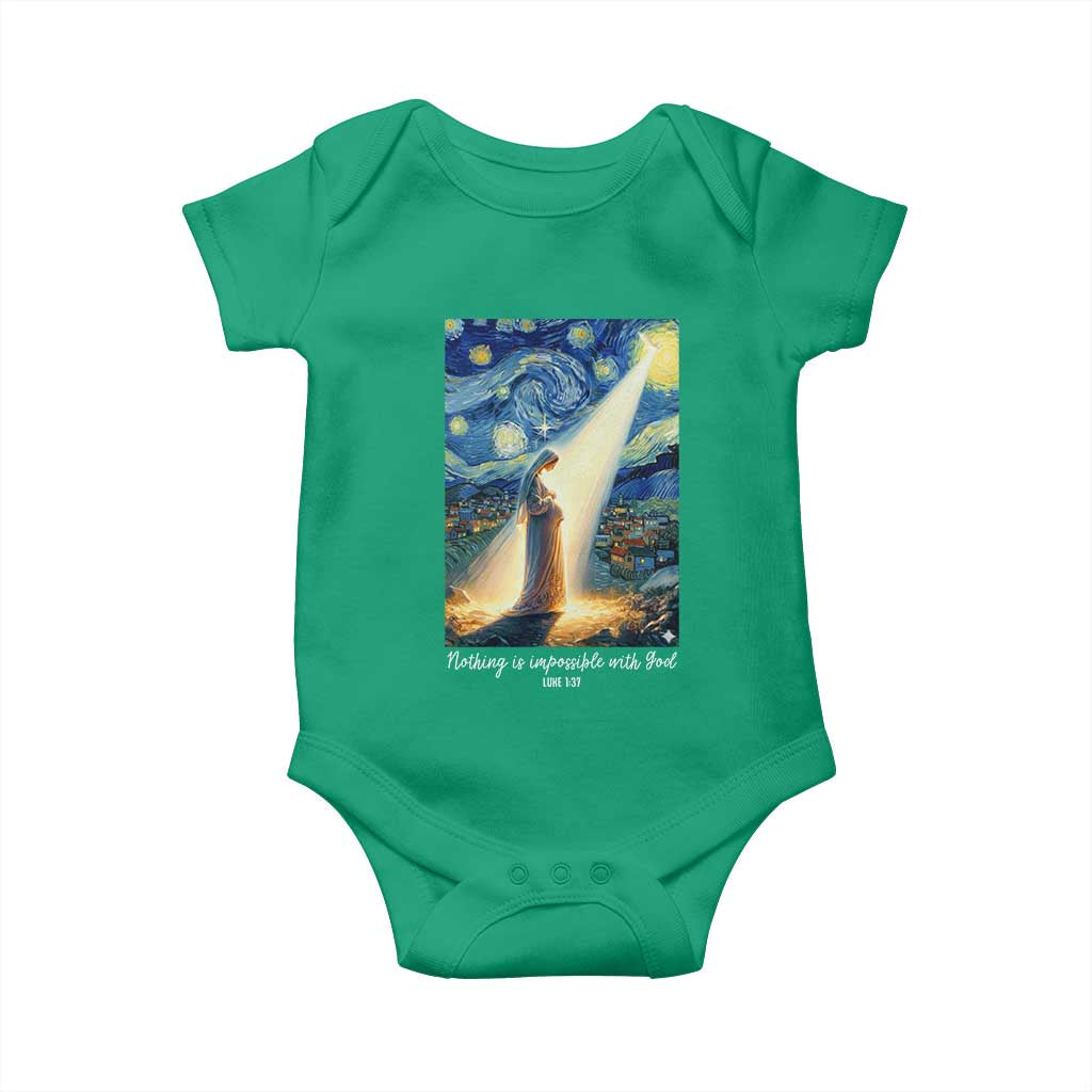 Virgin Mary Starry Night Baby Onesie Luke 2:11 Christian Faith TS14 Irish Green Print Your Wear