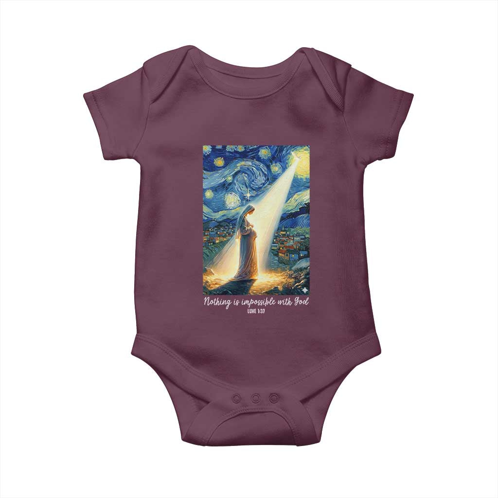 Virgin Mary Starry Night Baby Onesie Luke 2:11 Christian Faith TS14 Maroon Print Your Wear