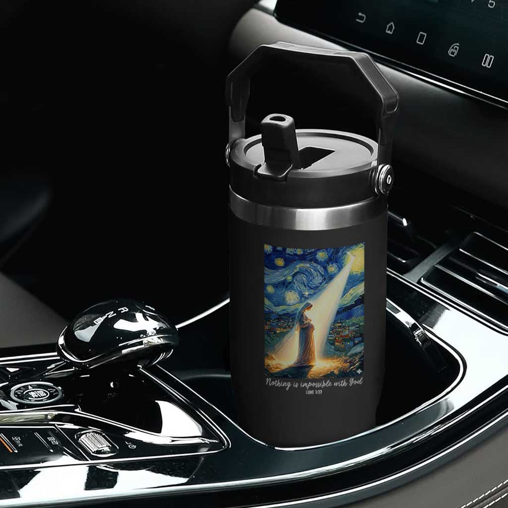 Virgin Mary Starry Night Flip Straw Tumbler Luke 2:11 Christian Faith TS14 Print Your Wear