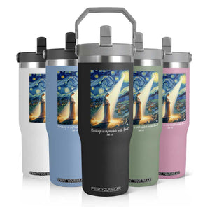 Virgin Mary Starry Night Flip Straw Tumbler Luke 2:11 Christian Faith TS14 Print Your Wear