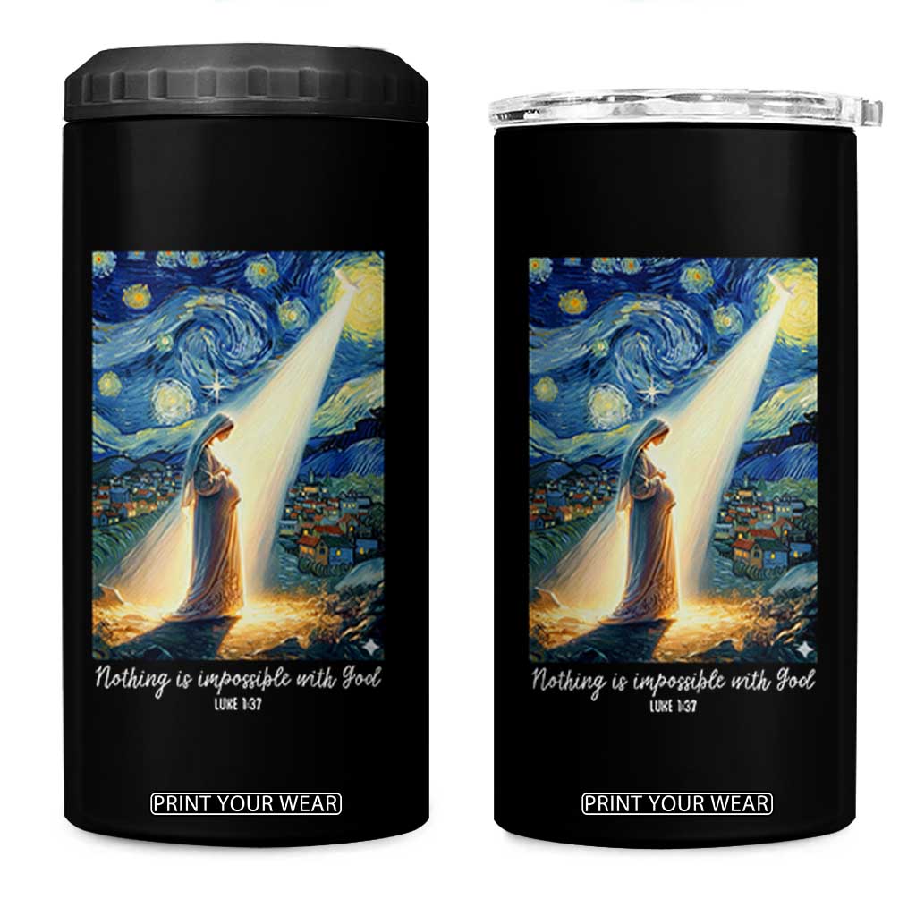 Virgin Mary Starry Night 4 in 1 Can Cooler Tumbler Luke 2:11 Christian Faith TS14 One Size: 16 oz Black Print Your Wear