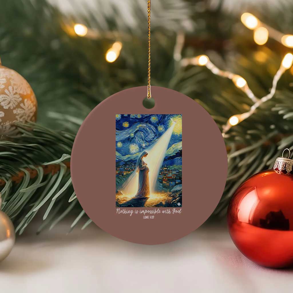 Virgin Mary Starry Night Ceramic Ornament Luke 2:11 Christian Faith TS14 1pc Mocha Print Your Wear