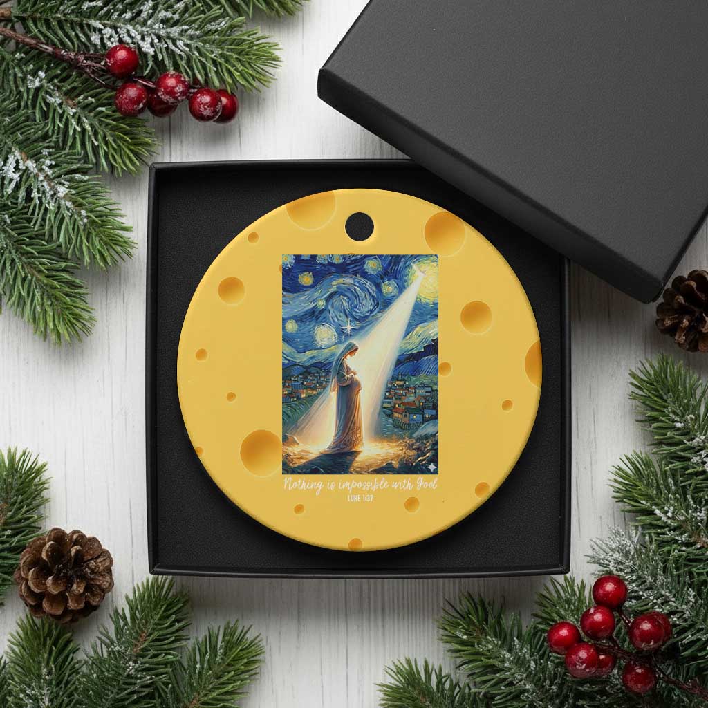 Virgin Mary Starry Night Ceramic Ornament Luke 2:11 Christian Faith TS14 1pc Yellow Cheese Print Your Wear