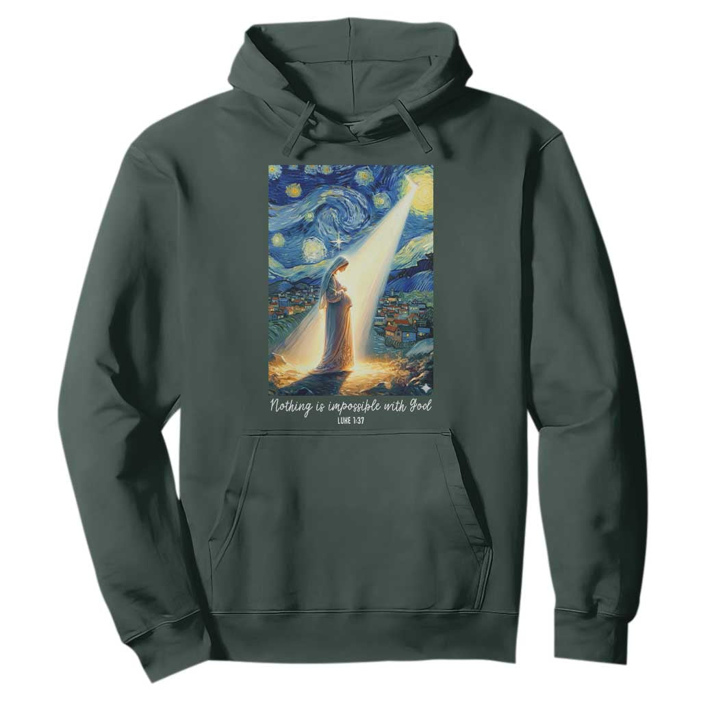 Virgin Mary Starry Night Hoodie Luke 2:11 Christian Faith TS14 Dark Forest Green Print Your Wear