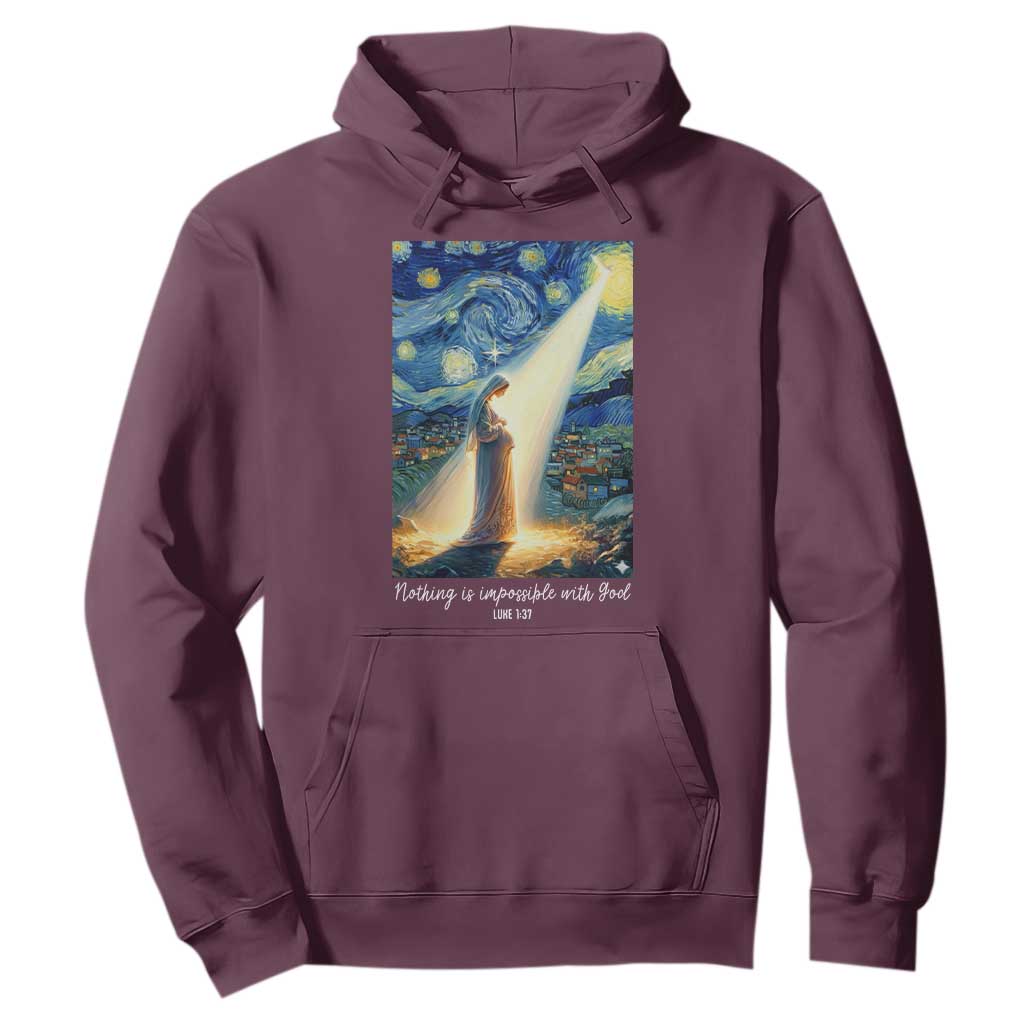 Virgin Mary Starry Night Hoodie Luke 2:11 Christian Faith TS14 Maroon Print Your Wear
