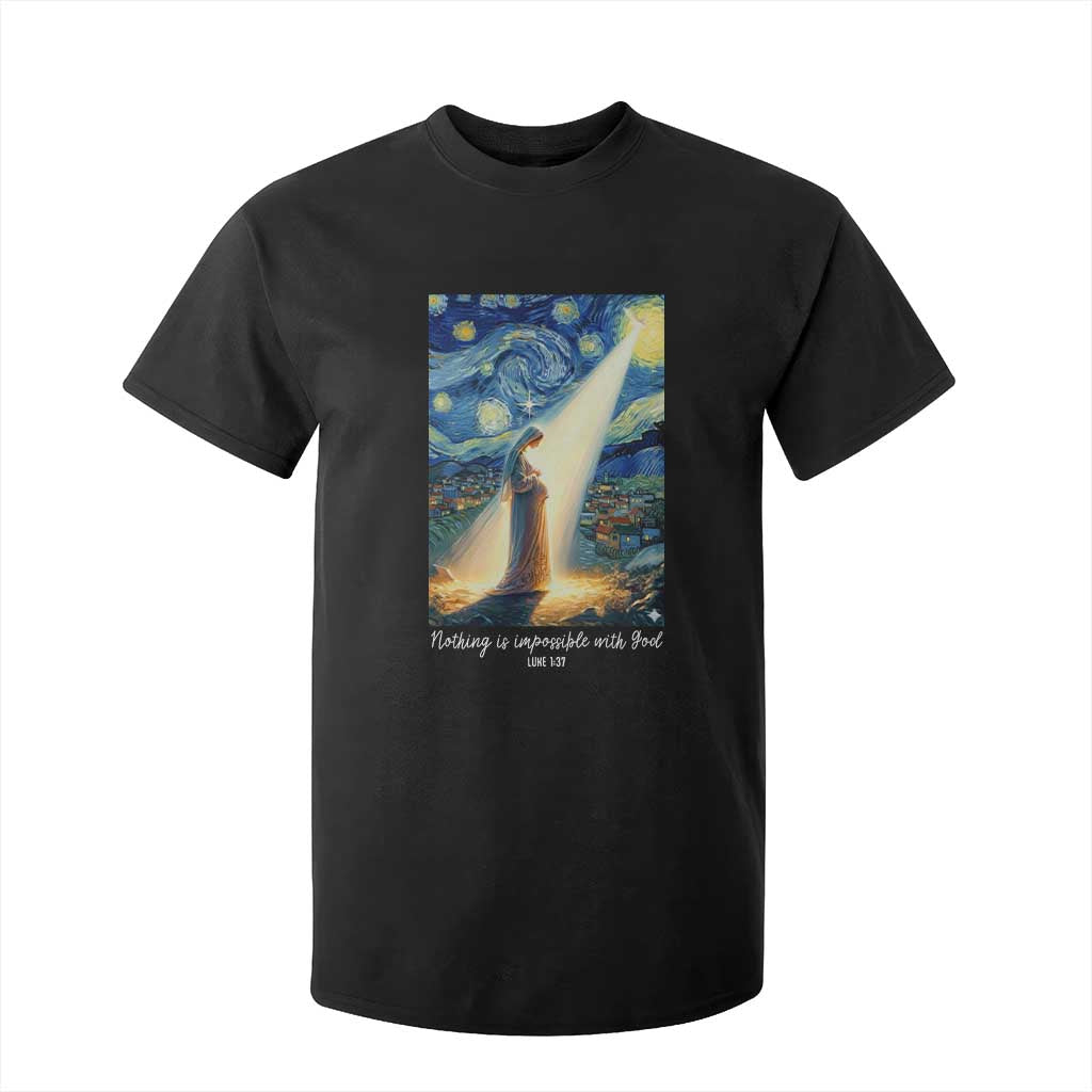 Virgin Mary Starry Night T Shirt For Kid Luke 2:11 Christian Faith TS14 Black Print Your Wear