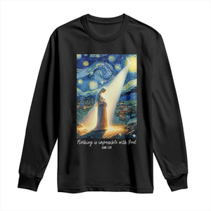 Virgin Mary Starry Night Long Sleeve Shirt Luke 2:11 Christian Faith - Print Your Wear