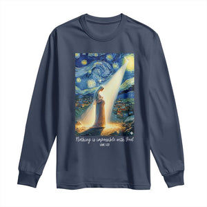 Virgin Mary Starry Night Long Sleeve Shirt Luke 2:11 Christian Faith TS14 Navy Print Your Wear
